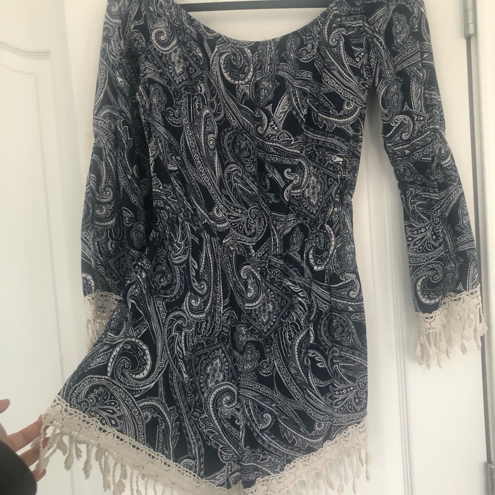 Blue and White Romper